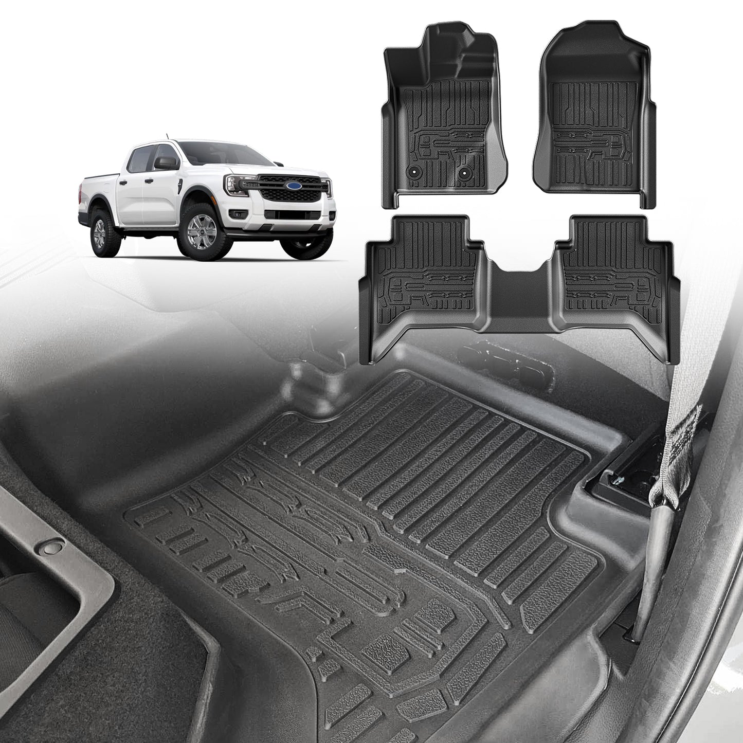 TripleAliners Floor Mats for Ford Ranger 2024-2025 SuperCrew