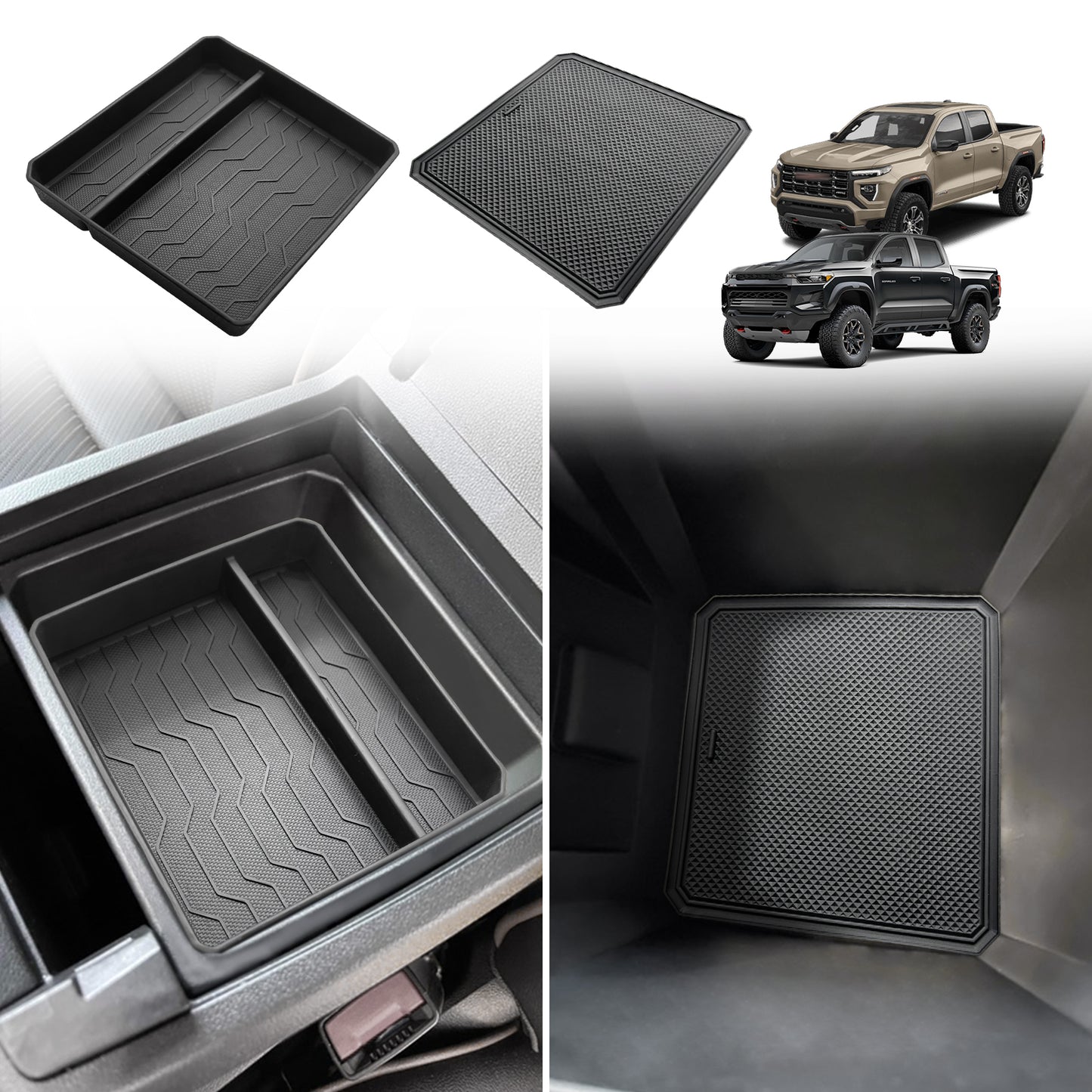 Center Console OEM Tray Insert Divider and Console Bottom Mat Set for 2023-2025 Colorado and Canyon