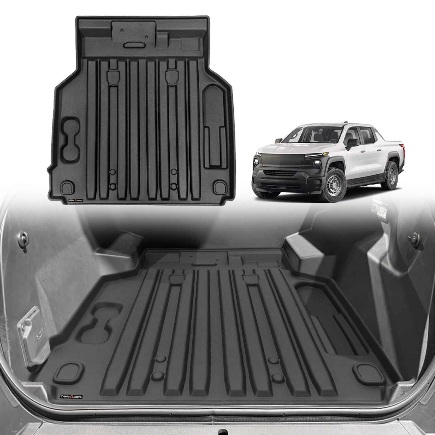 TripleAliners Frunk Mat Compatible with 2024-2025 Chevrolet Silverado EV Accessories All Weather TPE Frunk Mats Frunk Liner 3D Custom Fit (Frunk Mat)