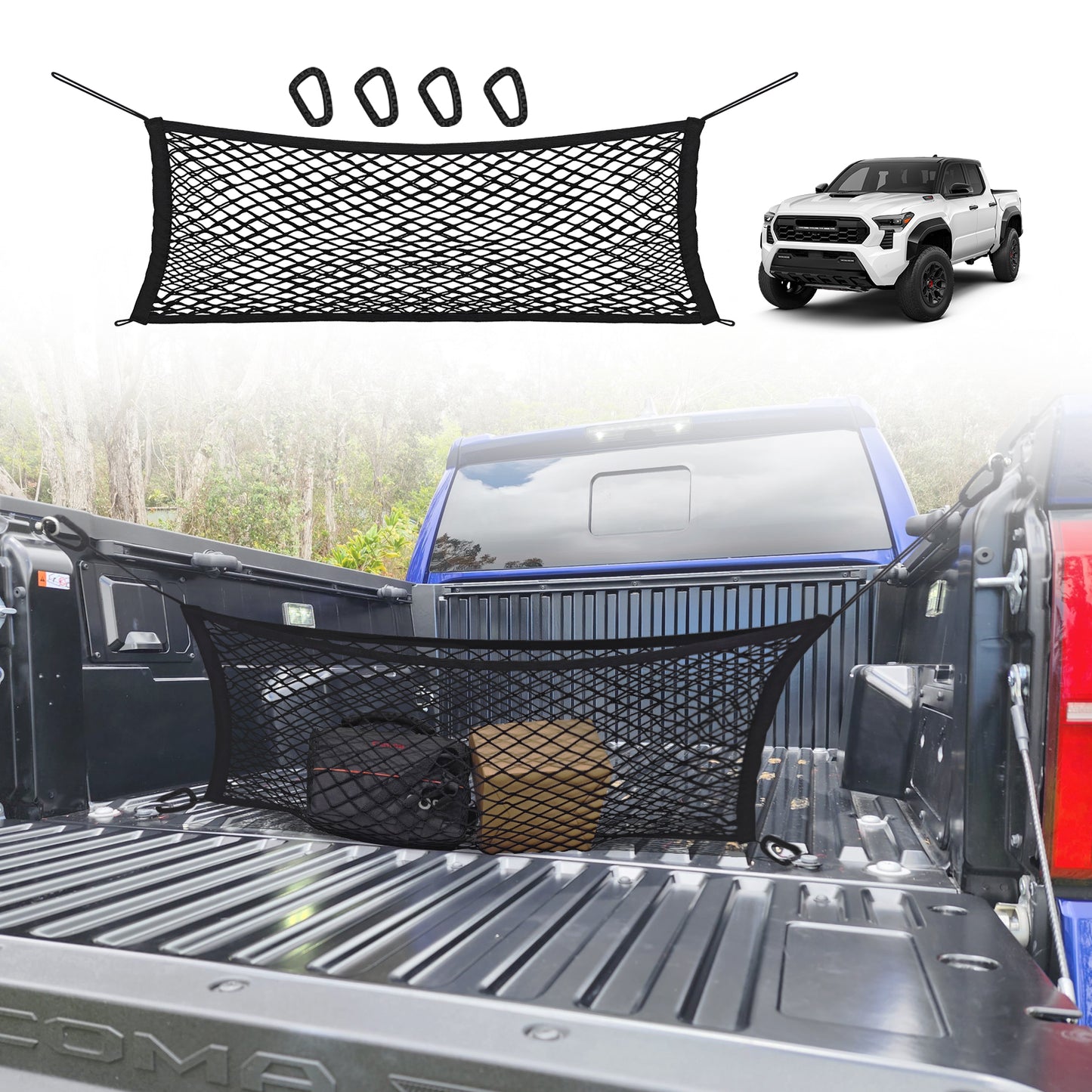 Truck Bed Cargo Net Envelope Style Compatible with 2024 Toyota Tacoma