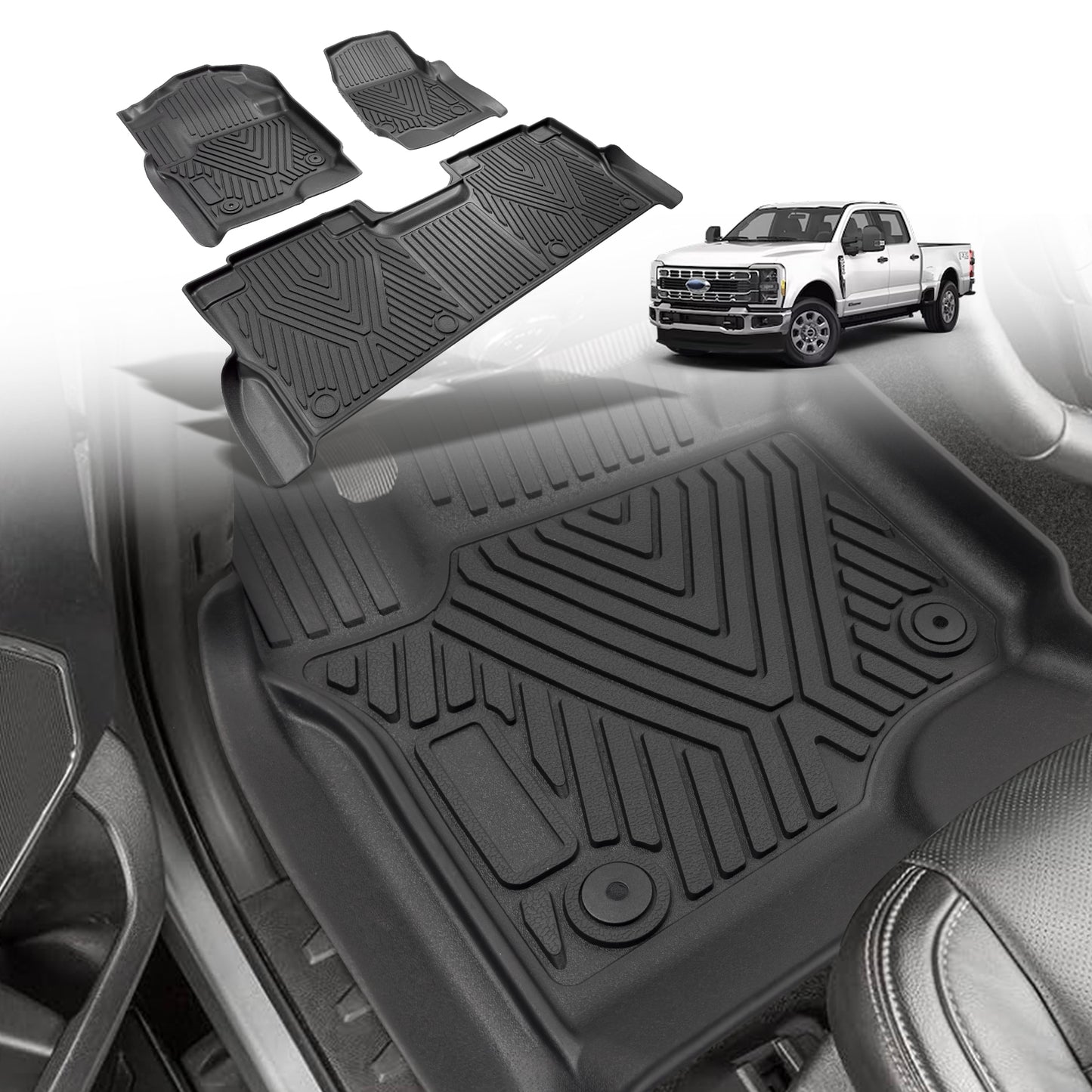 Floor Mats for 2023-2025 F250/F350/F450 Super Duty Crew Cab 1st and 2nd Row