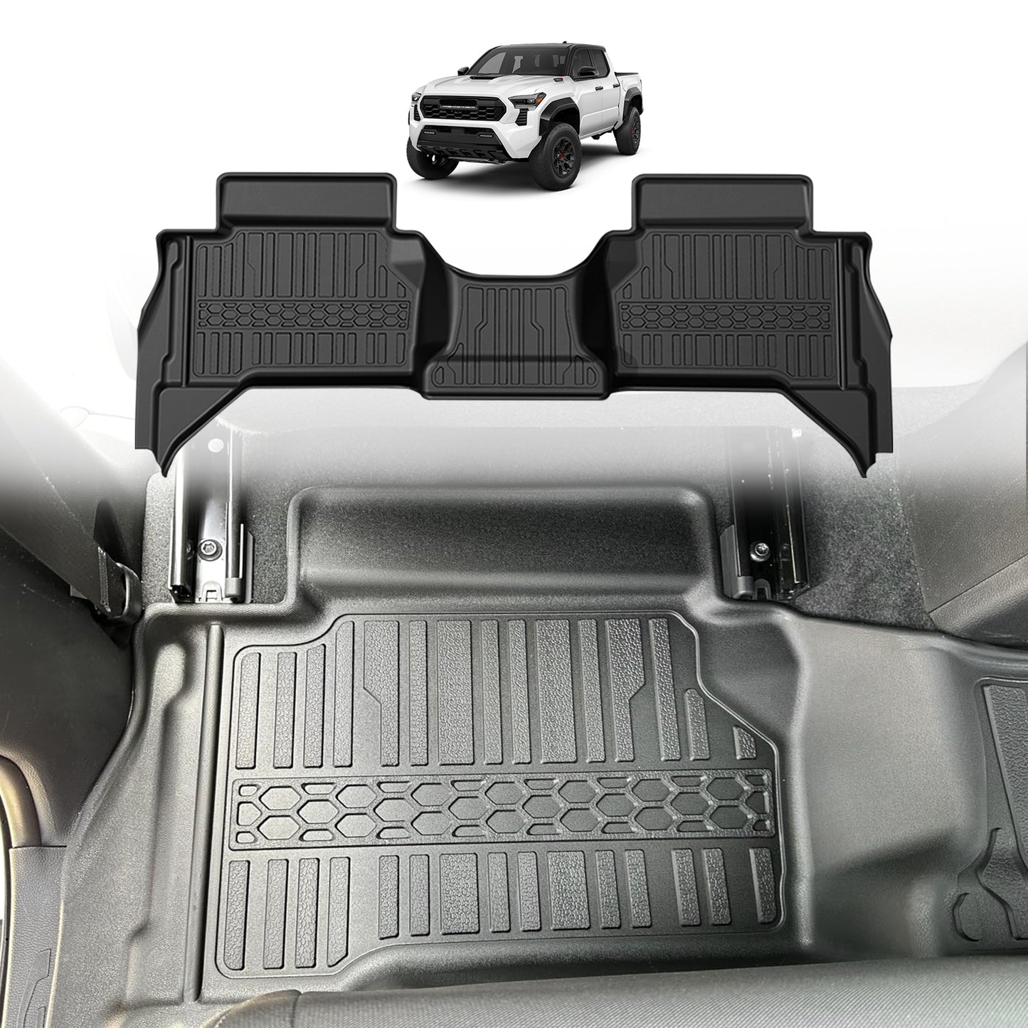 TripleAliners Floor Mats for 2024+ Toyota Tacoma Front and Rear 2-Row Set (For Automatic Transmission Only, Excludes Hybrid)