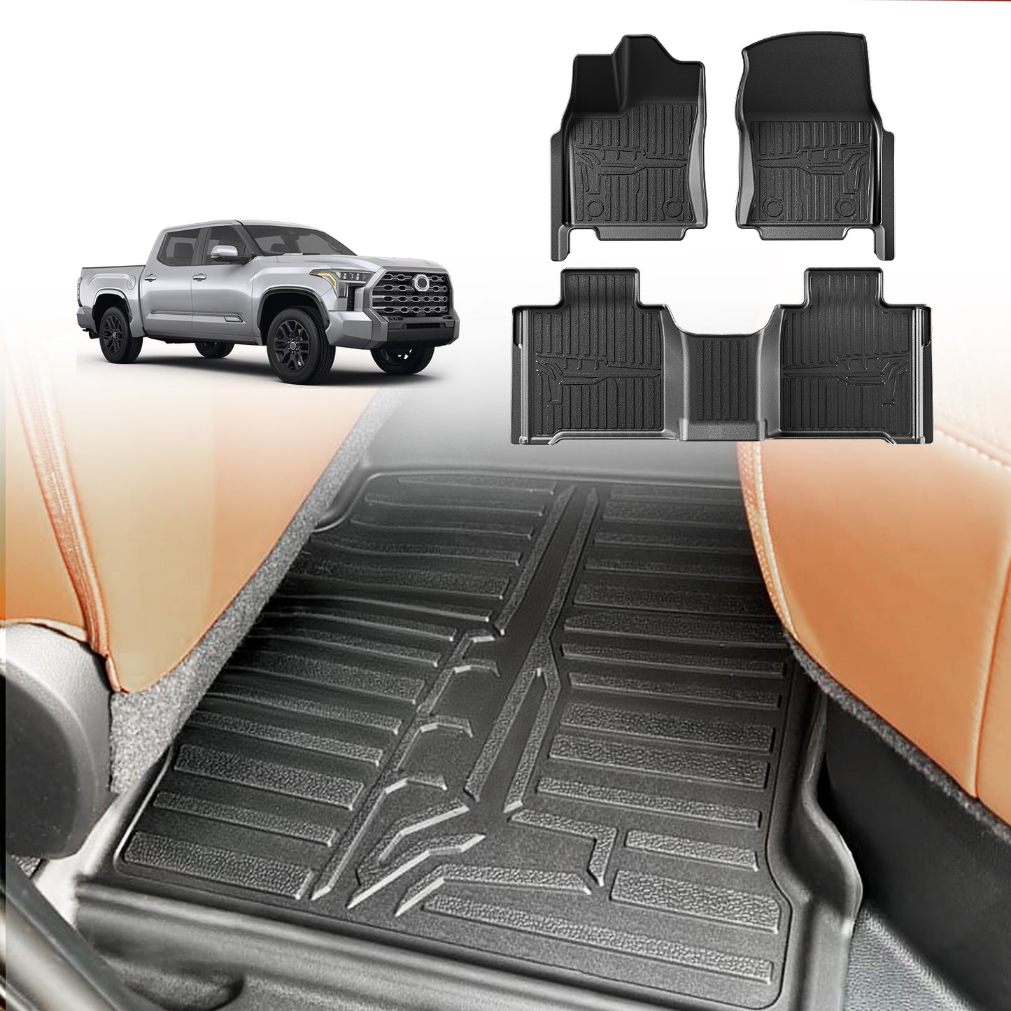 TripleAliners Floor Mats for Toyota Tundra 2022-2025 CrewMax Cab