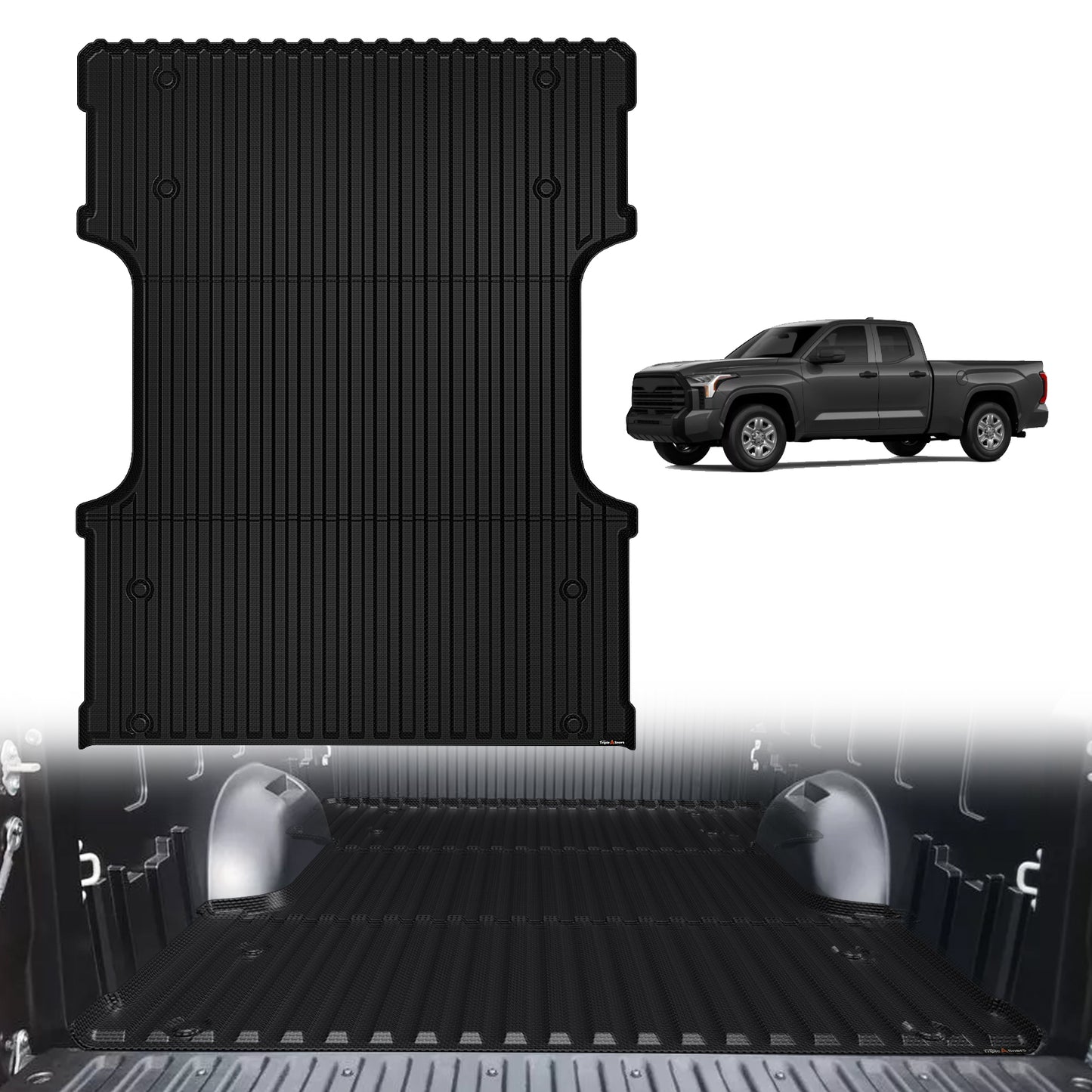 TripleAliners Truck Bed Mat Compatible with 2022 2023 2024 2025 Toyota Tundra Accessories 6.5FT Vehicle Liner Perfectly Flush All Weather Protection TPE Heavy Duty Pickup Car Bed Cargo Mat