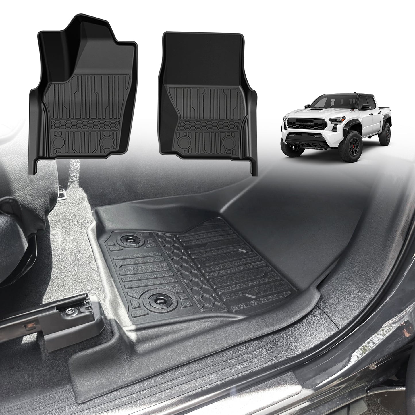 TripleAliners Floor Mats for 2024+ Toyota Tacoma Front and Rear 2-Row Set (For Automatic Transmission Only, Excludes Hybrid)