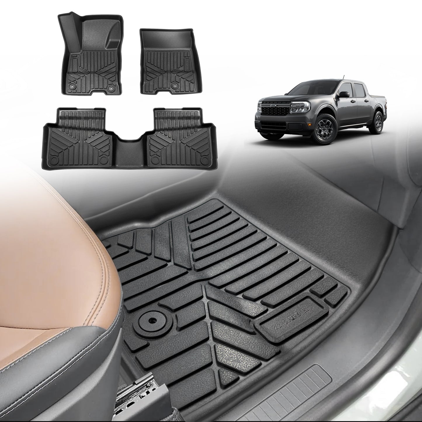 Floor Mats for Ford Maverick Hybrid 2022-2025 1st and 2nd Row Set (Not Fit Gasoline)