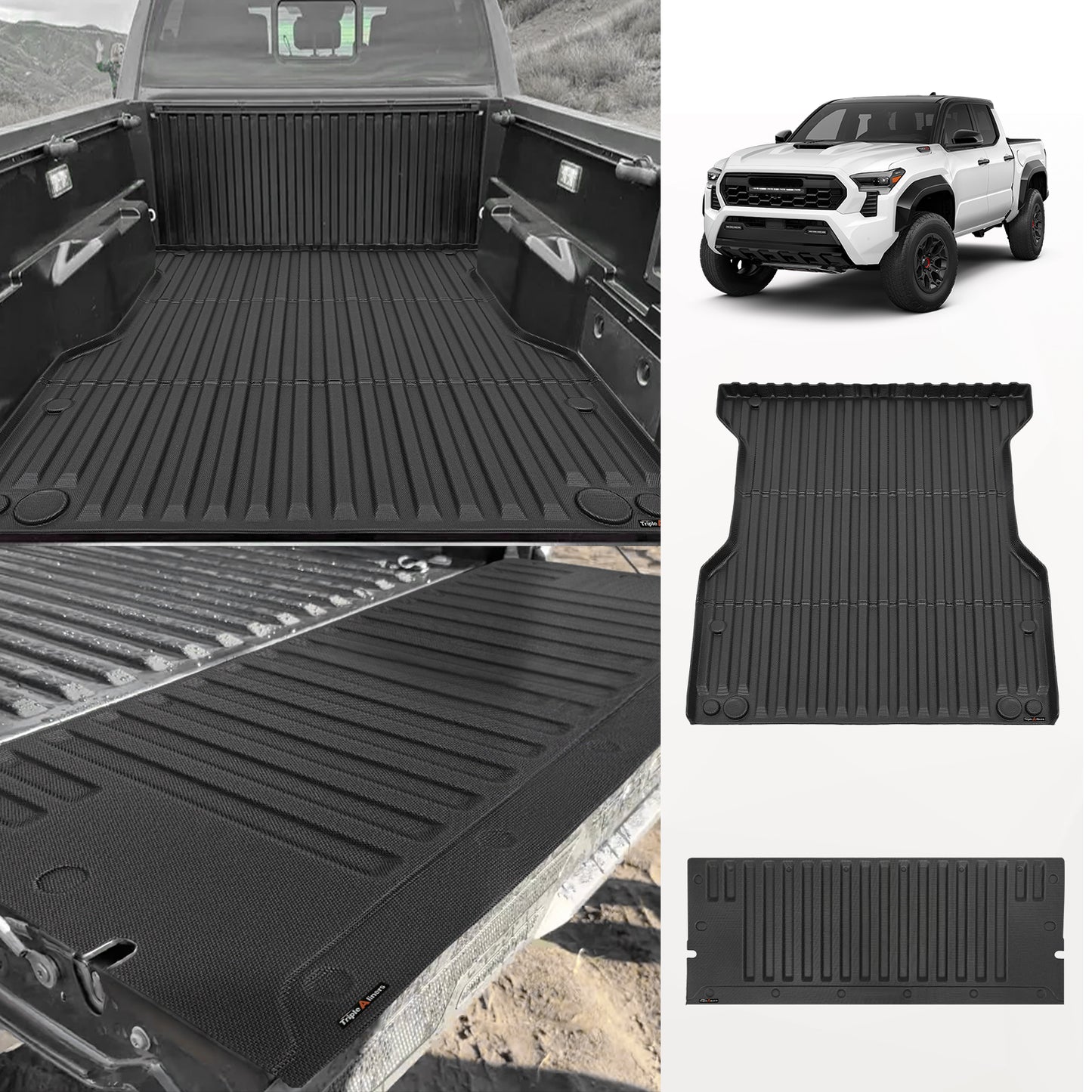 Floor Mats&Truck Bed Mat&Tailgate Mat Full Set All Weather Liners for 2024+ Toyota Tacoma