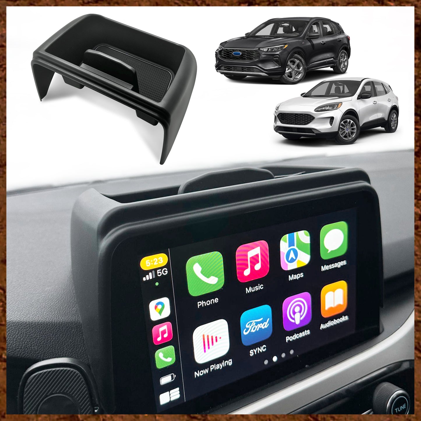 Dash Behind 8-inch Screen Storage Tray for Ford Escape 2020-2024 (Not fit 13.2" Screen)