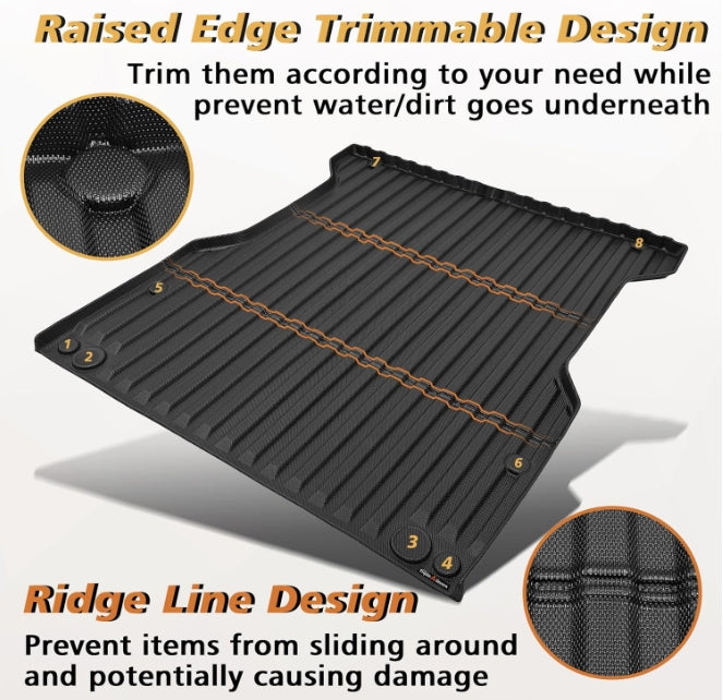 Floor Mats&Truck Bed Mat&Tailgate Mat Full Set All Weather Liners for 2024+ Toyota Tacoma