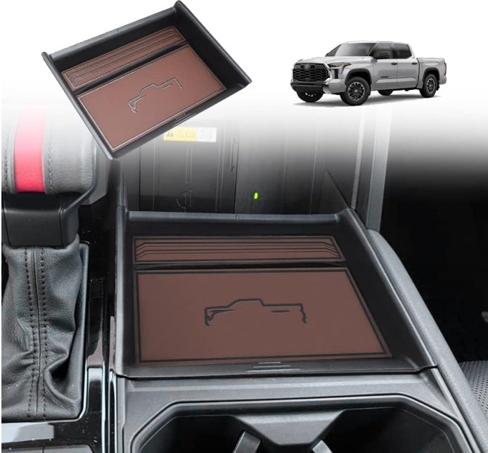 for 2022-2023 Tundra Center Console Leather Insert Storage Organizer Accessories with Leather Trim