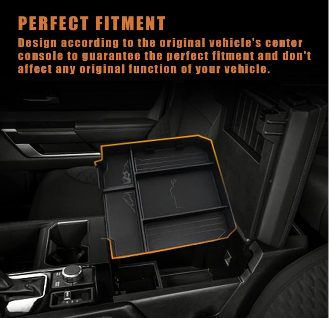 for 2022 2023 Tundra Center Console Organizer Leather Tray Console Storage Box ABS Material Accessories with Leather Trim