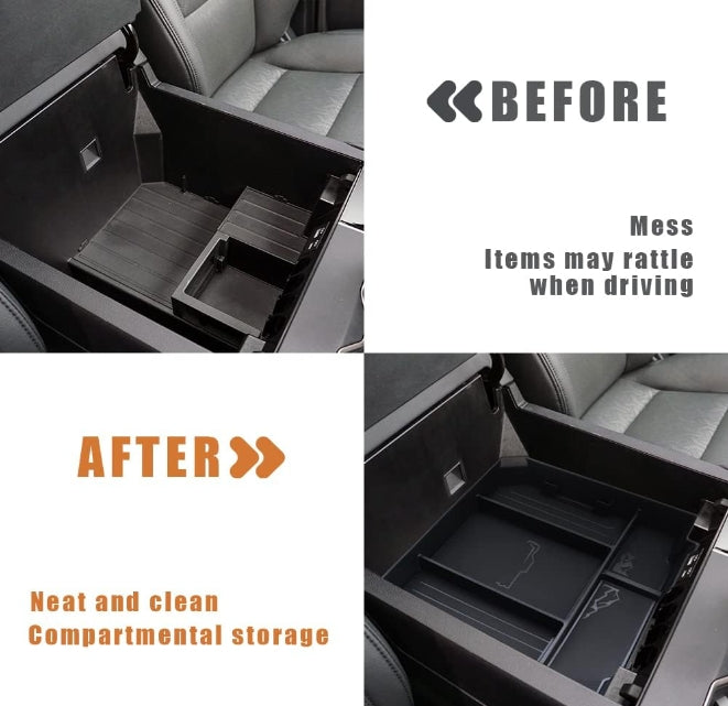 for 2022 2023 Tundra Center Console Organizer Leather Tray Console Storage Box ABS Material Accessories with Leather Trim