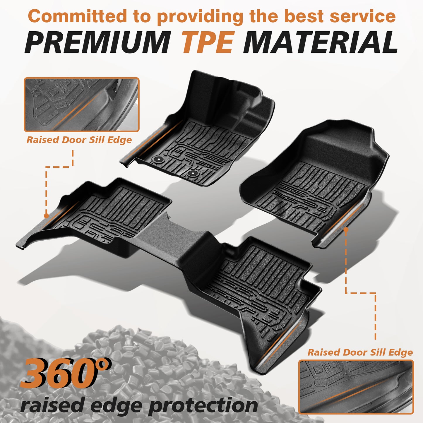 TripleAliners Floor Mats for Ford Ranger 2024-2025 SuperCrew