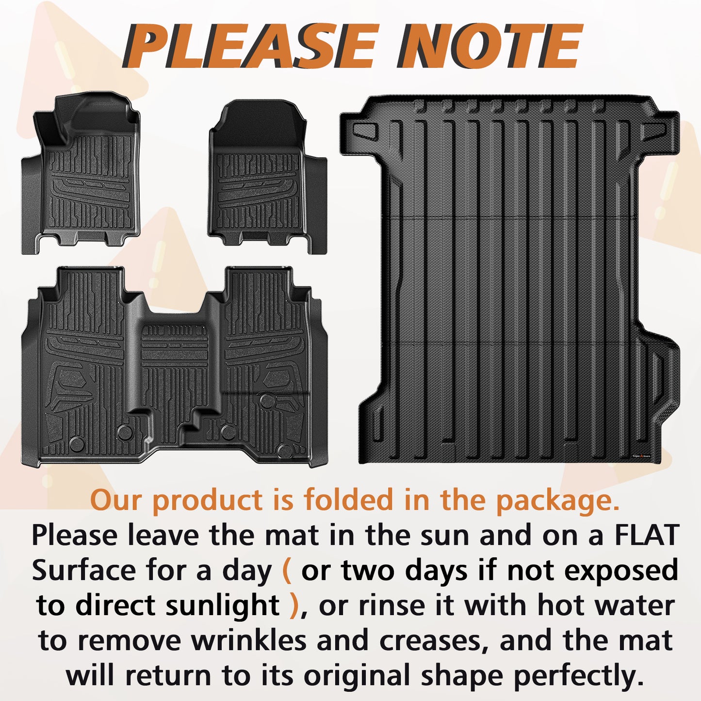 Truck Bed Mat & Floor Mats Front Rear Full Set Compatible with 2024 2025 Chevrolet Silverado EV WT Version Accessories All Weather TPE Liners Custom Fit (Floor Mats+Bed Mat)