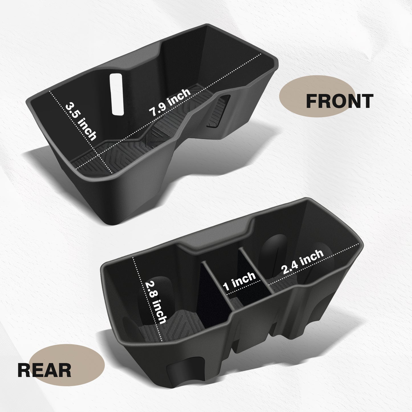 Center Console Front&Rear Cup Holder Inserts for 2024 Toyota Tacoma