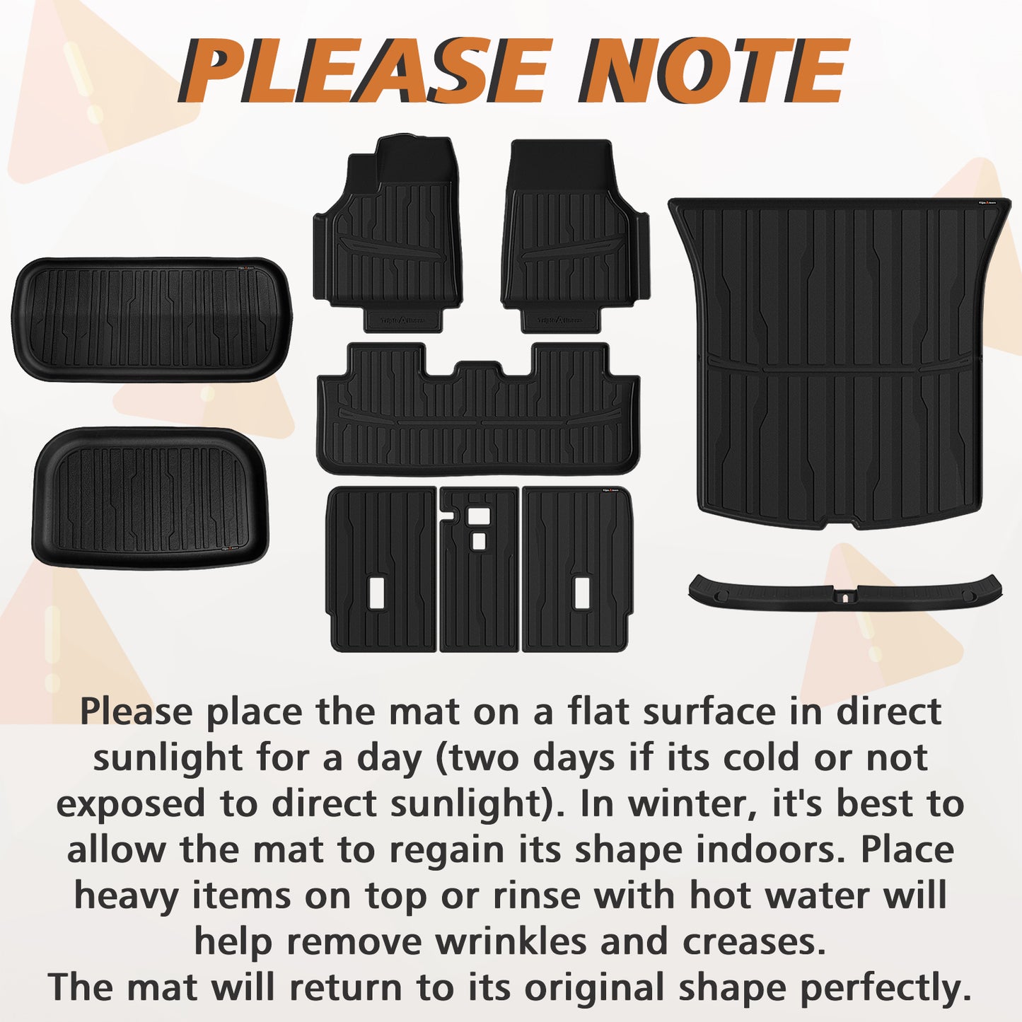 TripleAliners Floor Mats Fit for 2025 Tesla Model Y Juniper 10PCS Set Full Protection All Weather TPE Anti-Slip Custom Fit(Floor & Frunk & Trunk & Rear Lower & Backrest Mat & Bumper Guard )