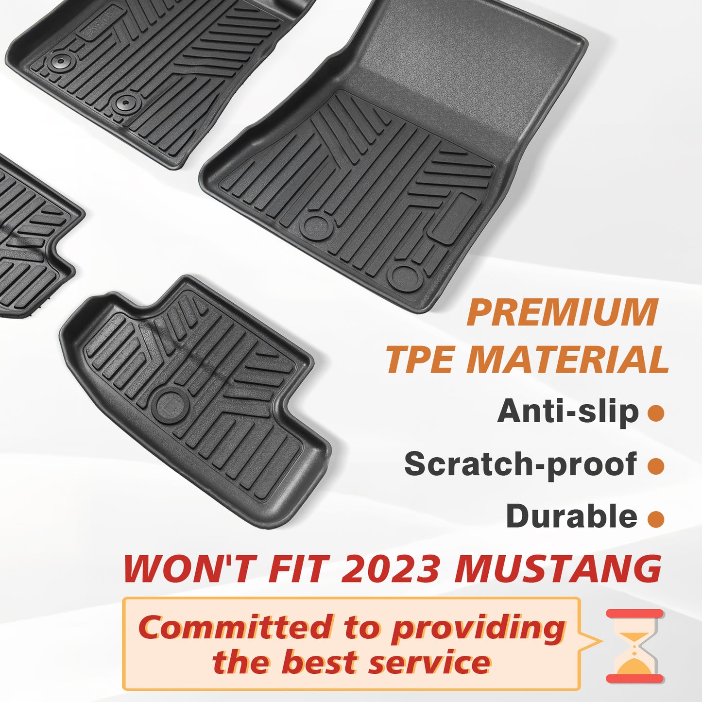 Floor Mats for 2024 Ford Mustang 1st and 2nd Row