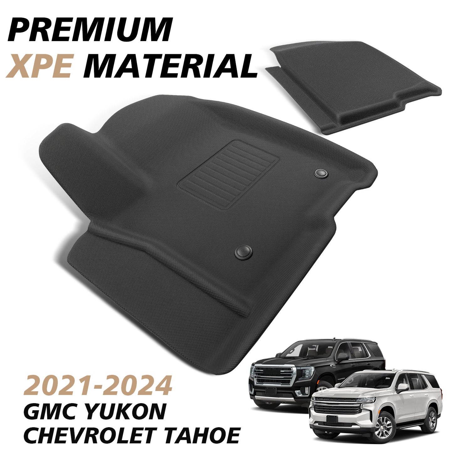 Floor Mats & Trunk Bed Mat & Rear Seat Back Cover for 2021-2025 Chevy Tahoe/GMC Yukon (Fit w/ 2nd Row Bucket Seats ONLY)