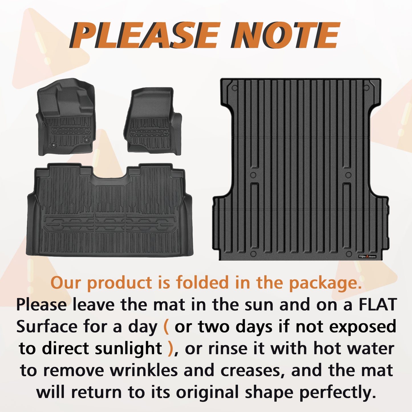 Triplealiners 5.5FT Truck Bed Mat & Floor Mats Compatible with 2015-2024 Ford F150 & 2022-2024 Lightning SuperCrew Cab(Won't fit side with storage box))