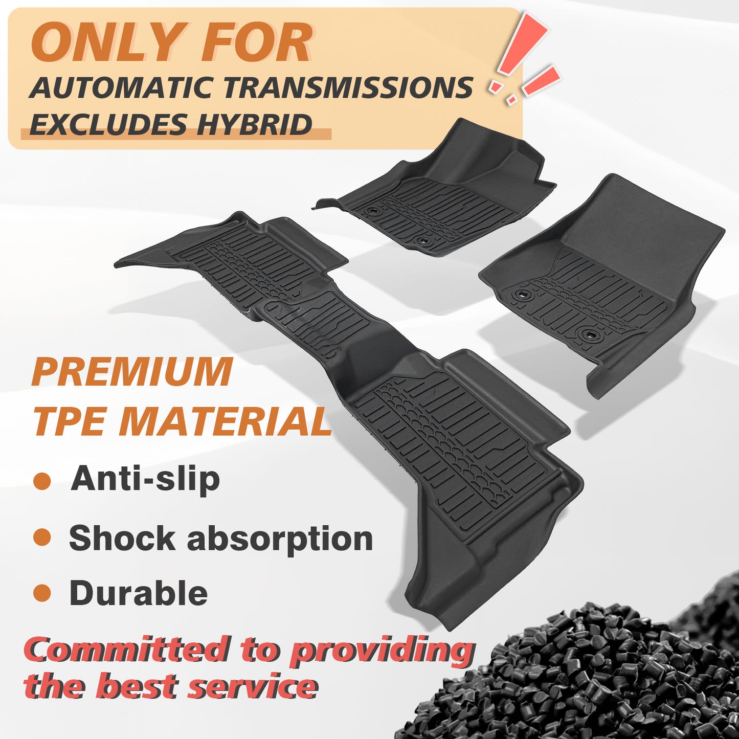 TripleAliners Floor Mats for 2024+ Toyota Tacoma Front and Rear 2-Row Set (For Automatic Transmission Only, Excludes Hybrid)
