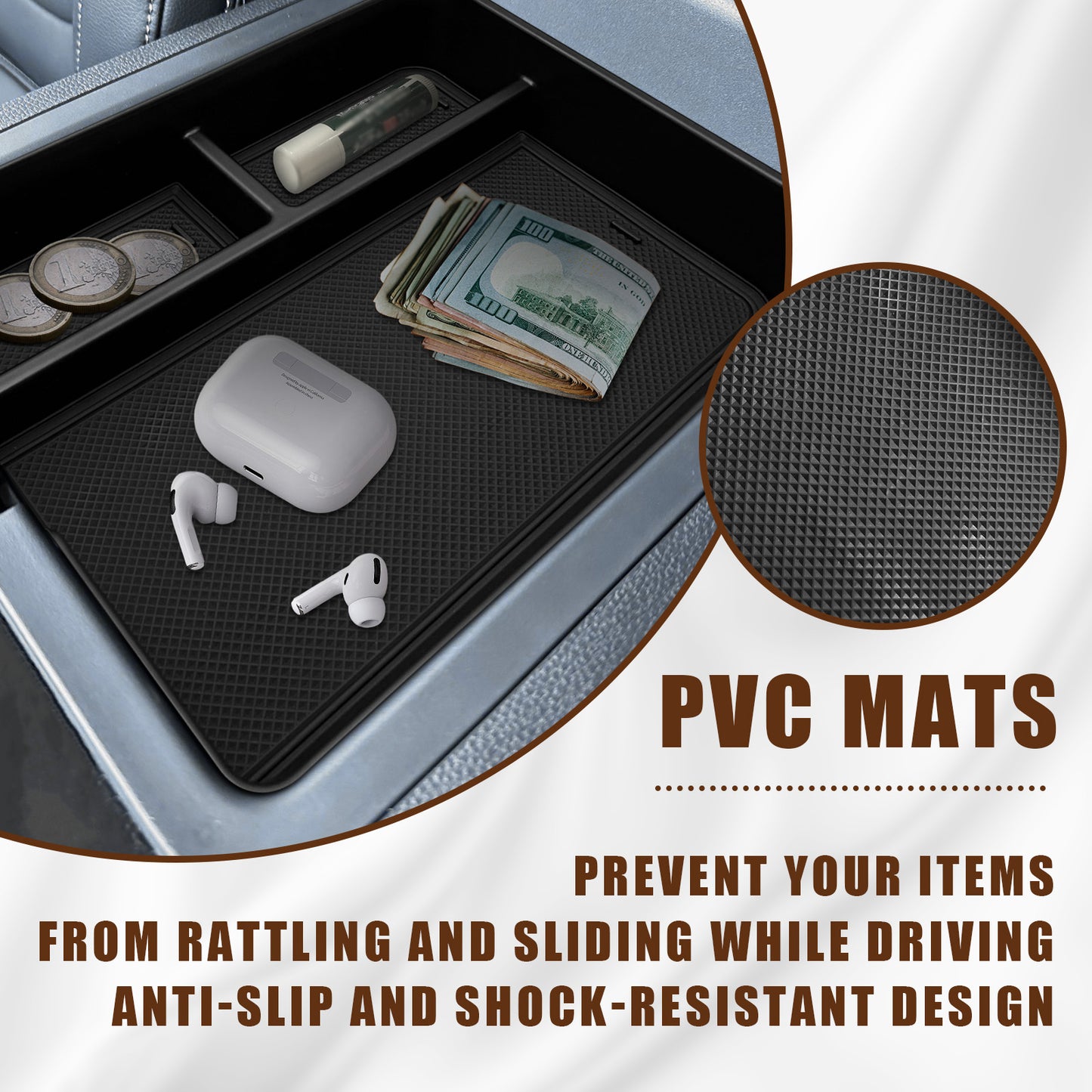 for Pilot 2023 Center Console Organizer & Dash Storage Tray & Magnet Armrest Hidden Storage Compartment 3PCS Set