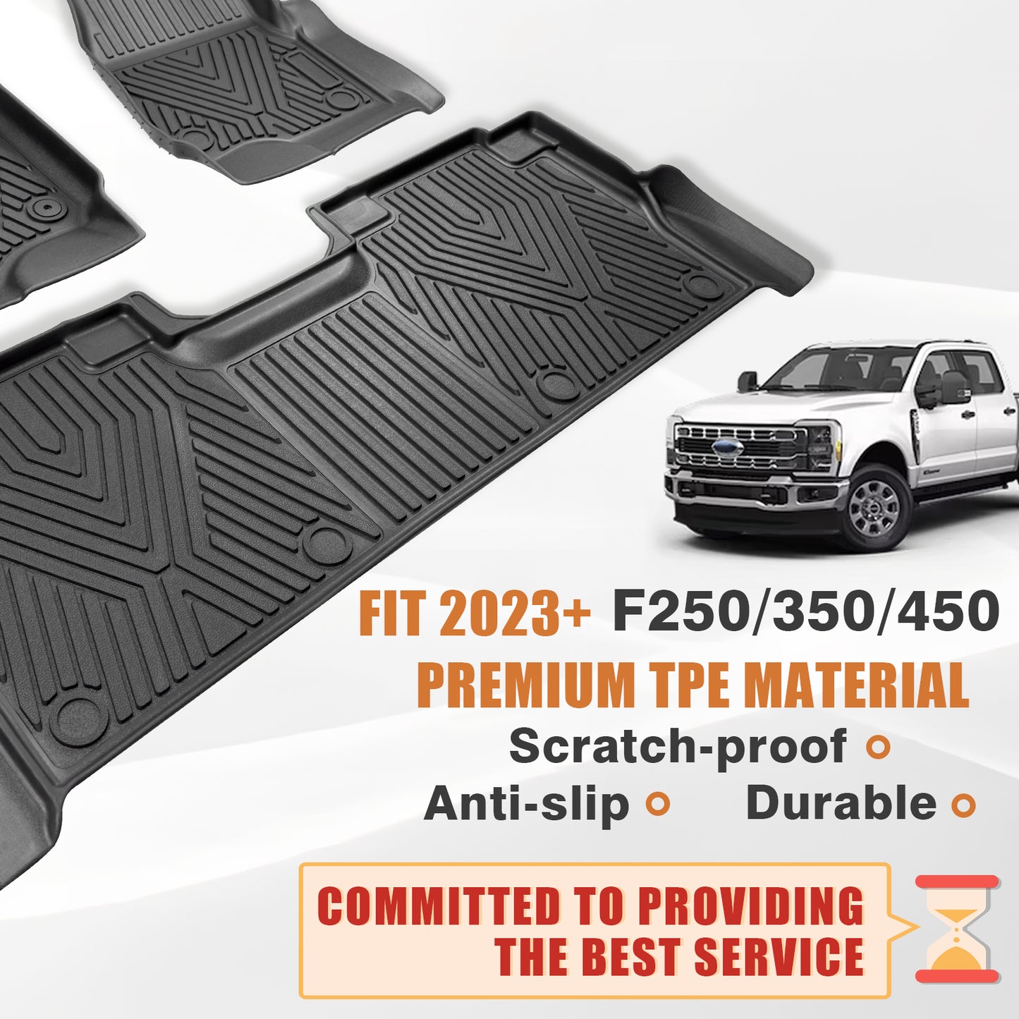 Floor Mats for 2023-2025 F250/F350/F450 Super Duty Crew Cab 1st and 2nd Row