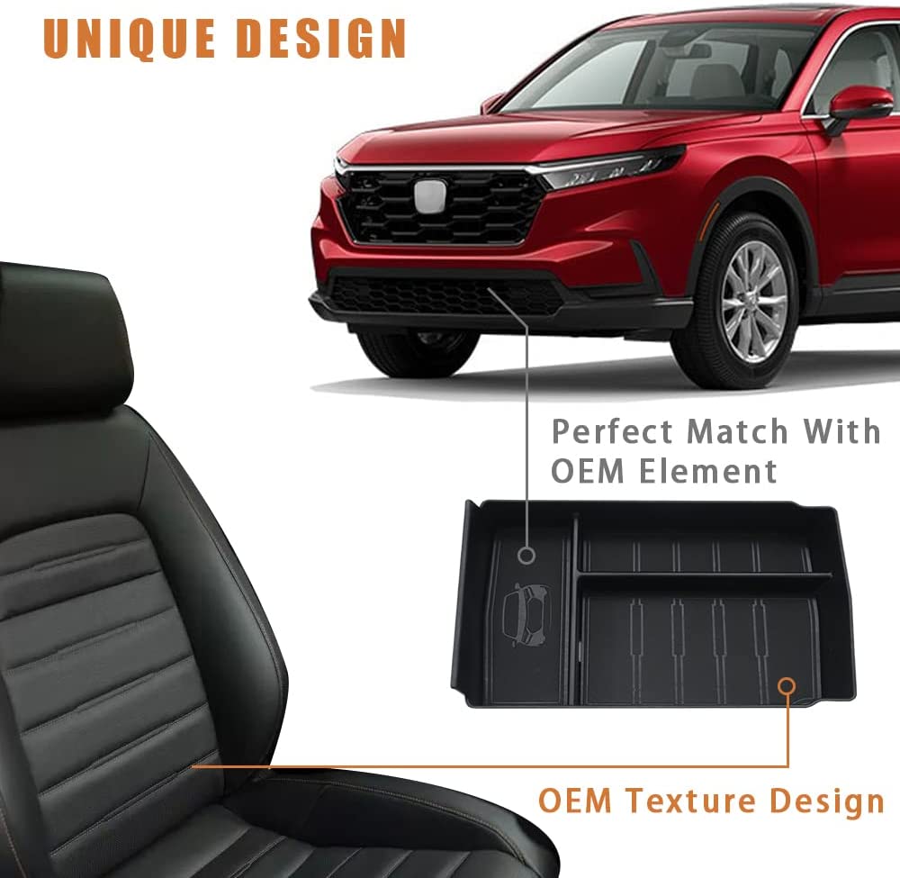 Center Console Storage Tray with Vegan Leather insert Mats for 2023 Honda CR-V