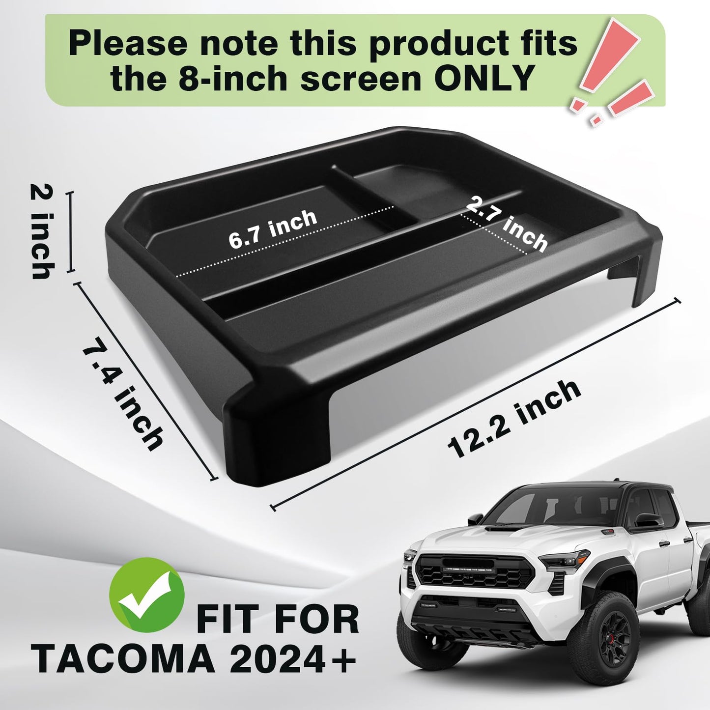 TripleAliners Dashboard Storage Box Compatible with 2024 Tacoma Accessories Center Console Organizer w/ 8-inch Screen for 24Tacoma SR SR5 TRD PreRunner TRD Sport Off-Road Pro Trailhunter