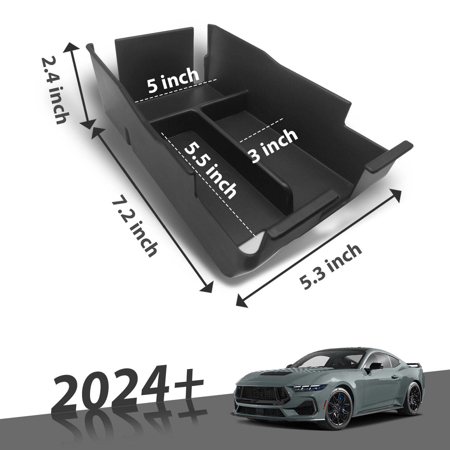 for 2024 Mustang Door Handle Storage Box 2PCS Door Pocket Insert Organizer Interior Accessories Armrest Phone Container ABS Tray