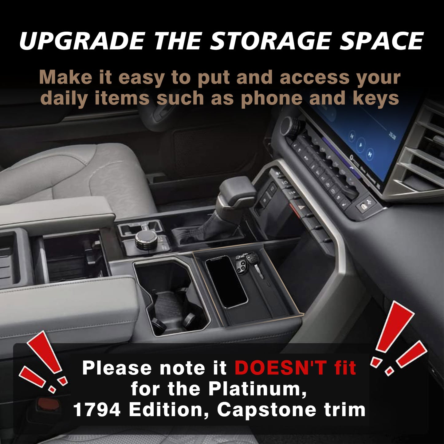 Center Console Organizer for 2022 2023 2024 2025 Toyota Tundra