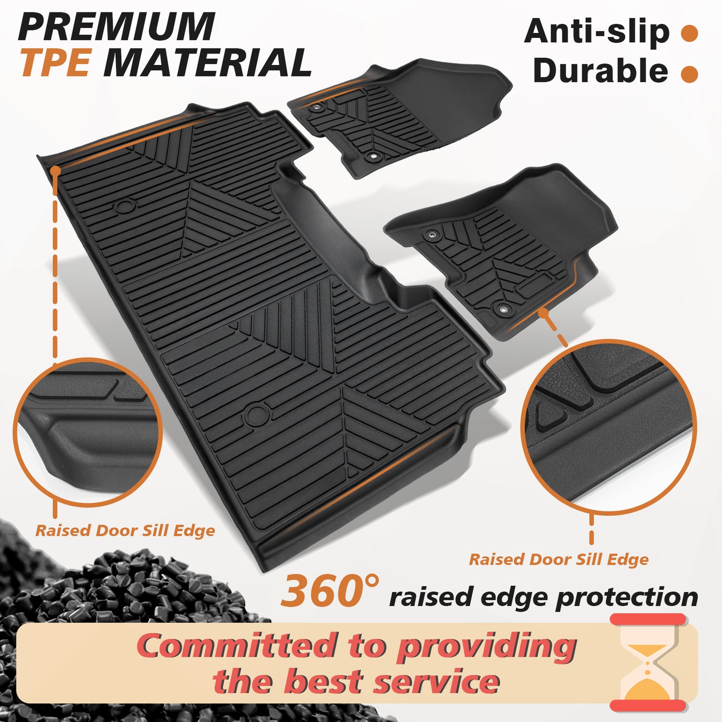 Triplealiners Floor Mats Compatible with 2019-2025 RAM 1500 Crew Cab 1st and 2nd Row (Not for Classic)
