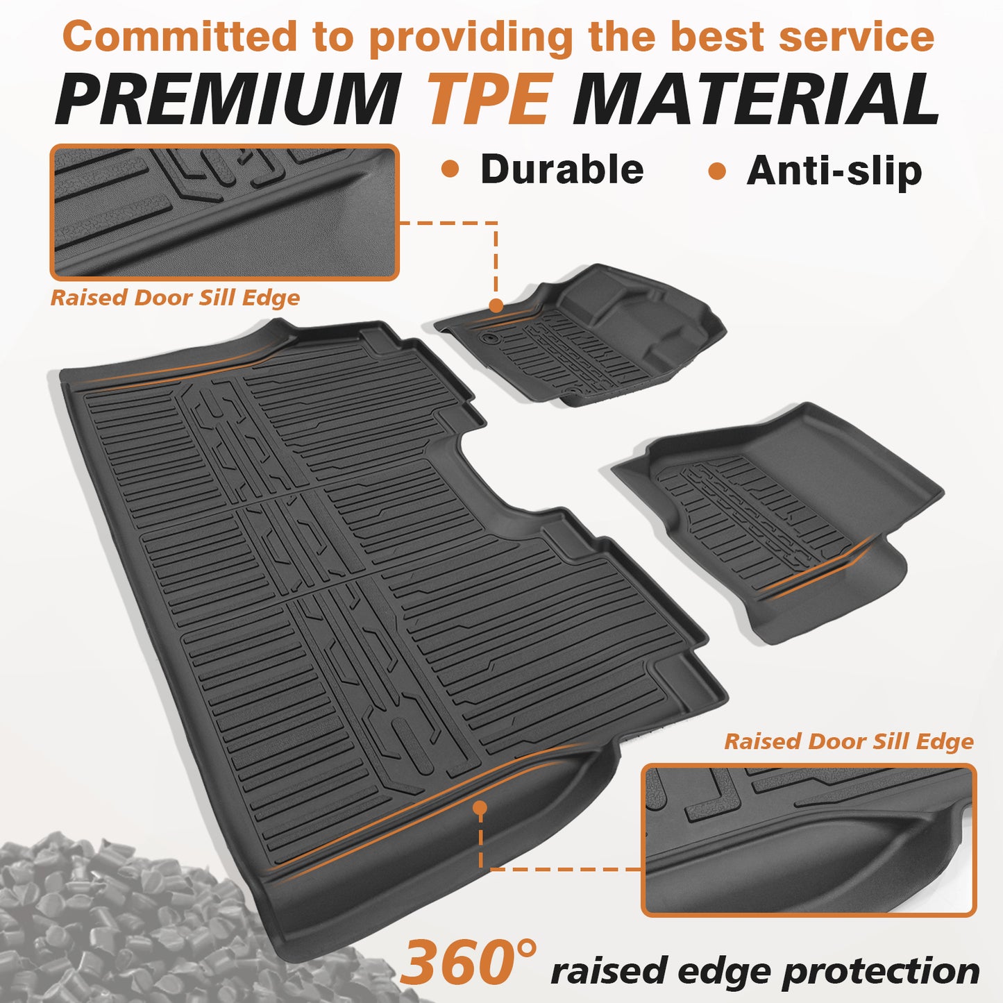 Triplealiners Floor Mats Compatible with 2015-2025 Ford F150 & 2022-2025 Lightning SuperCrew Cab (Not Fit Fold Flat Storage)