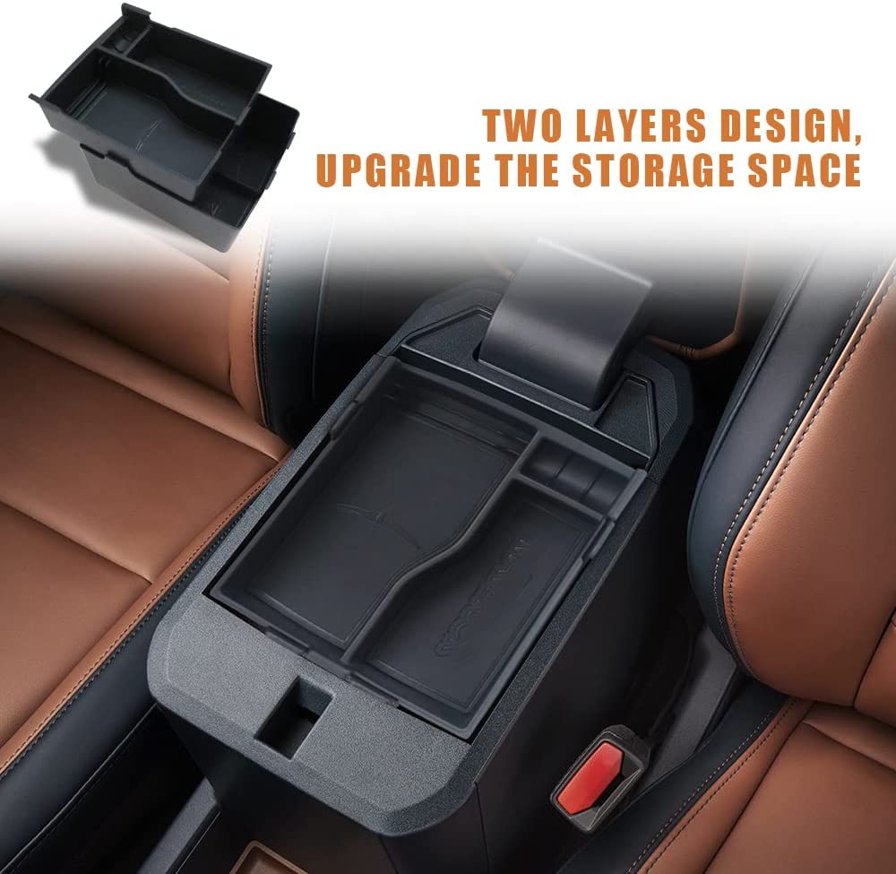 Center Console Storage Tray with Vegan Leather Insert Mats for 2022-2023 Maverick