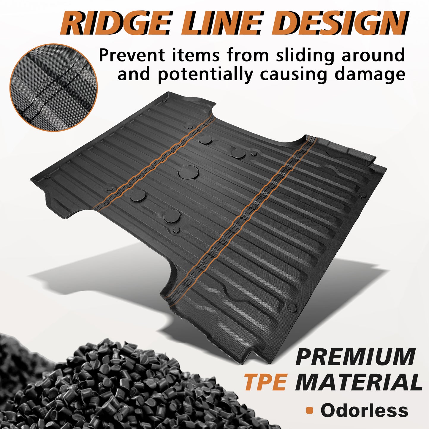Truck Bed Mat for Ford Super Duty 2017-2024 F250/F350/F450 6.8 Feet Standard Bed