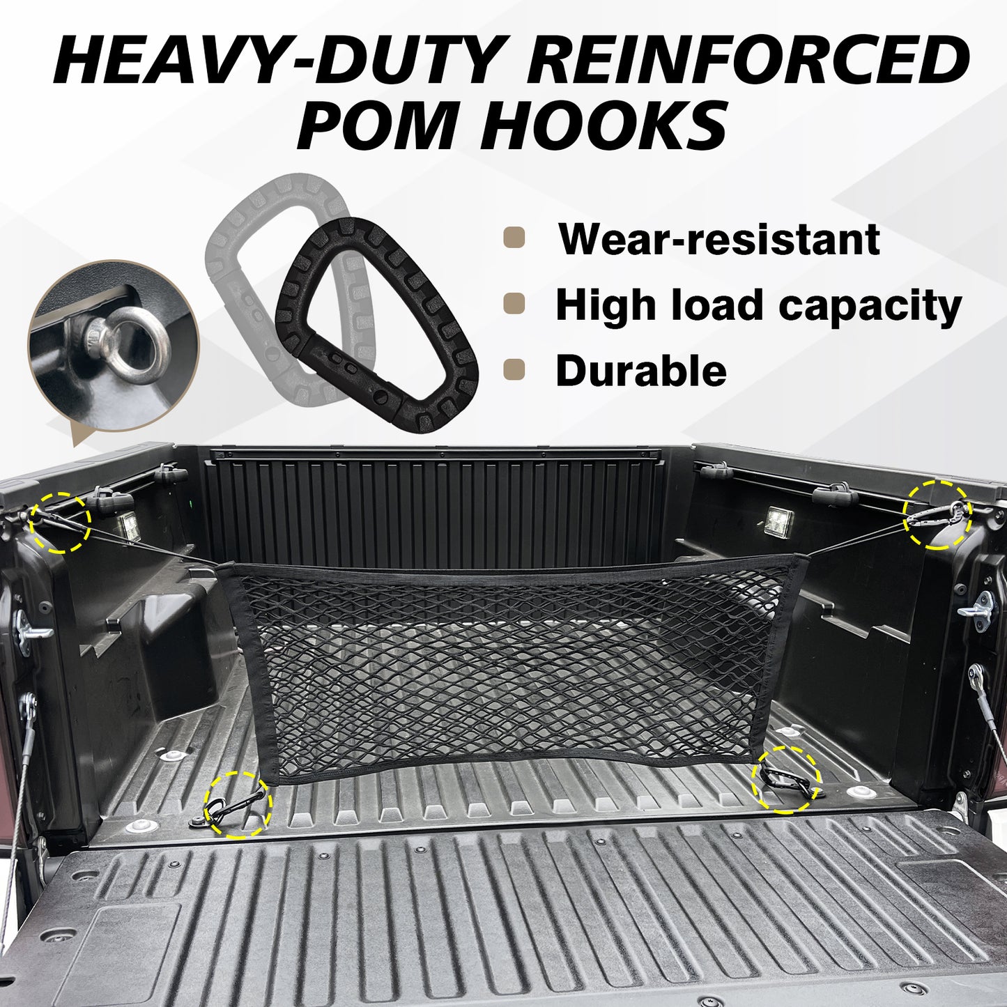 Truck Bed Cargo Net Envelope Style Compatible with 2024 Toyota Tacoma