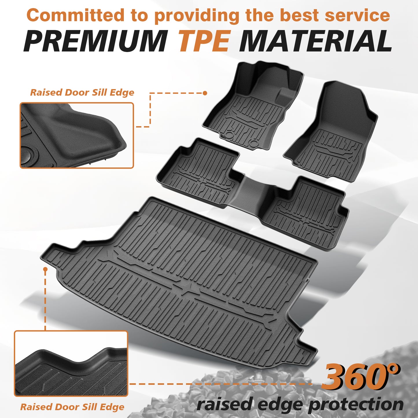 TripleAliners Trunk Mat & Floor Mats Full Set Compatible with 2025 Subaru Forester, All Weather TPE, Custom Anti-Slip (Trunk Mat + Floor Mats|Fits All Models)