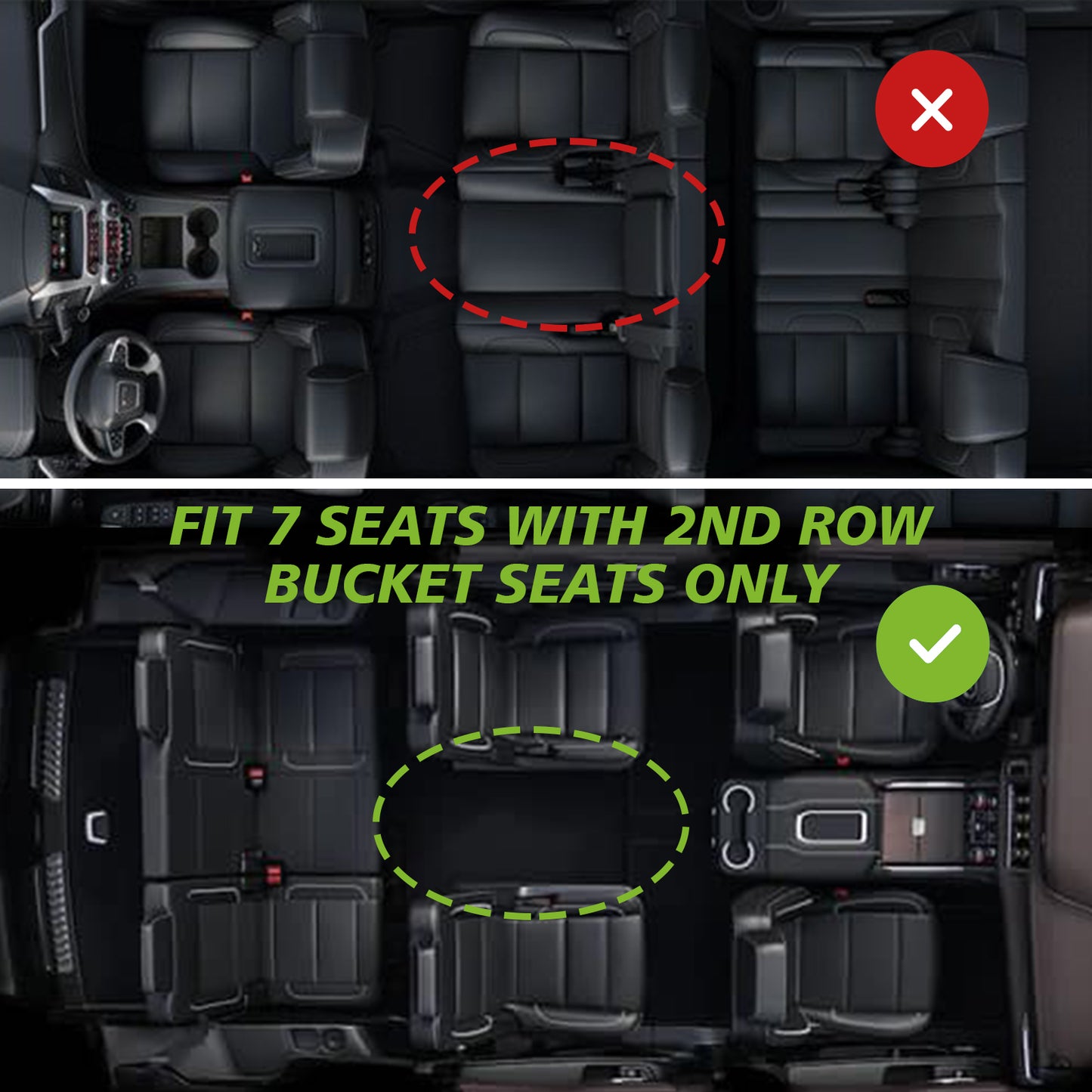 Floor Mats & Trunk Bed Mat & Rear Seat Back Cover for 2021-2025 Chevy Tahoe/GMC Yukon (Fit w/ 2nd Row Bucket Seats ONLY)