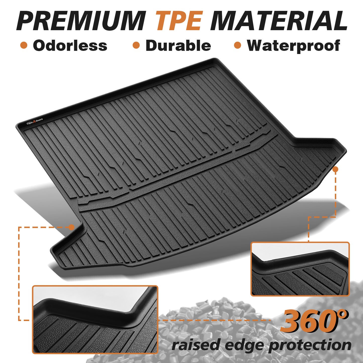 TripleAliners Trunk Mat All Weather Compatible with 2025 Chevrolet Equinox Accessories Custom Fit Protection Trunk Floor Liner Cargo Mat TPE Anti-Slip(No for EV)