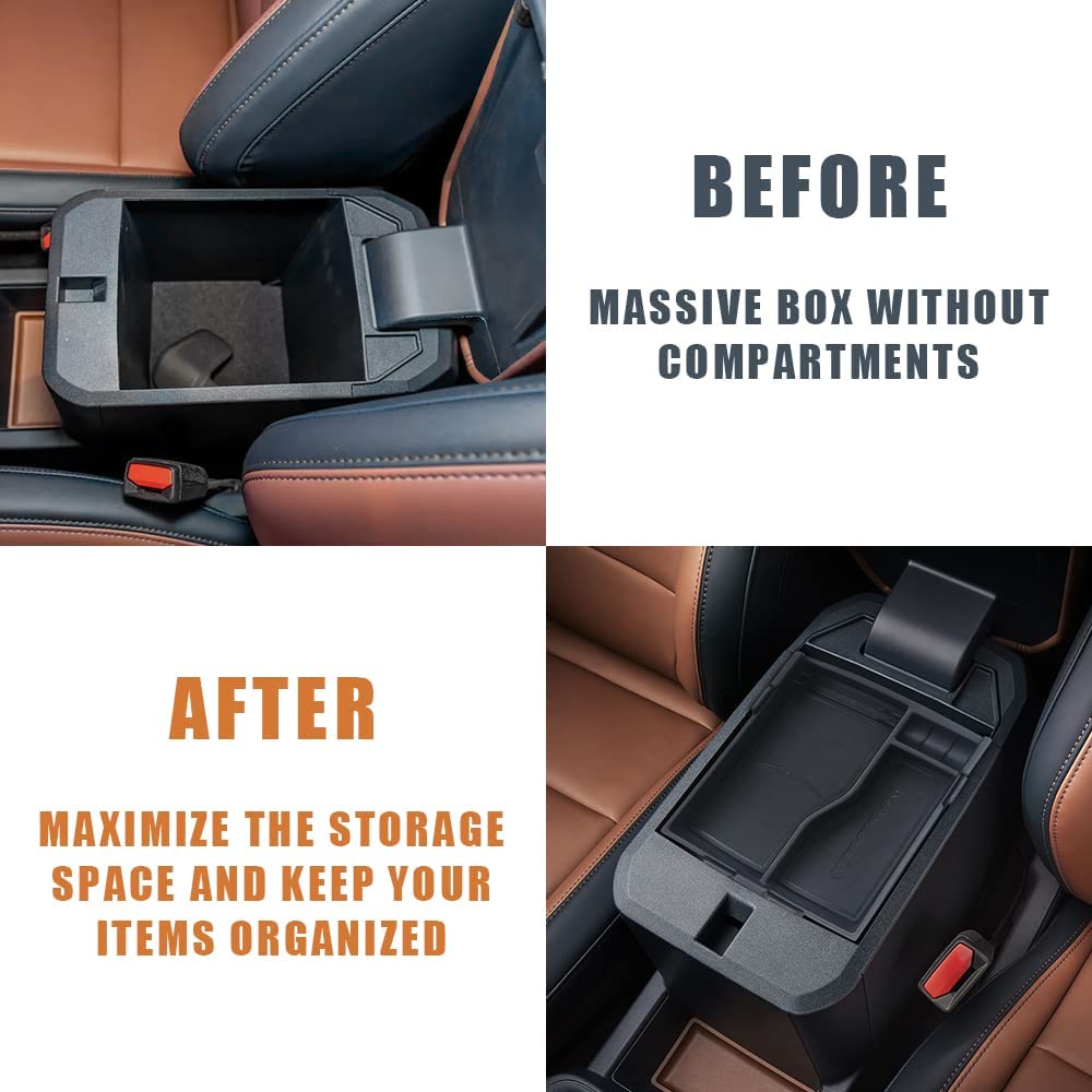 Center Console Storage Tray with Vegan Leather Insert Mats for 2022-2023 Maverick