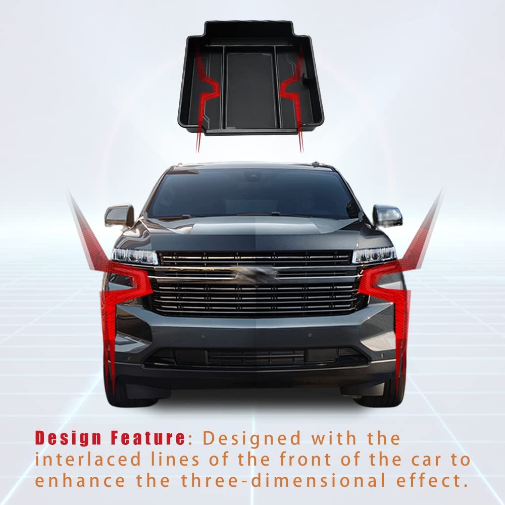 Center Console Storage Tray with Leather insert Mat for 2021-2023 GMC Yukon/Tahoe CHevy Suburban