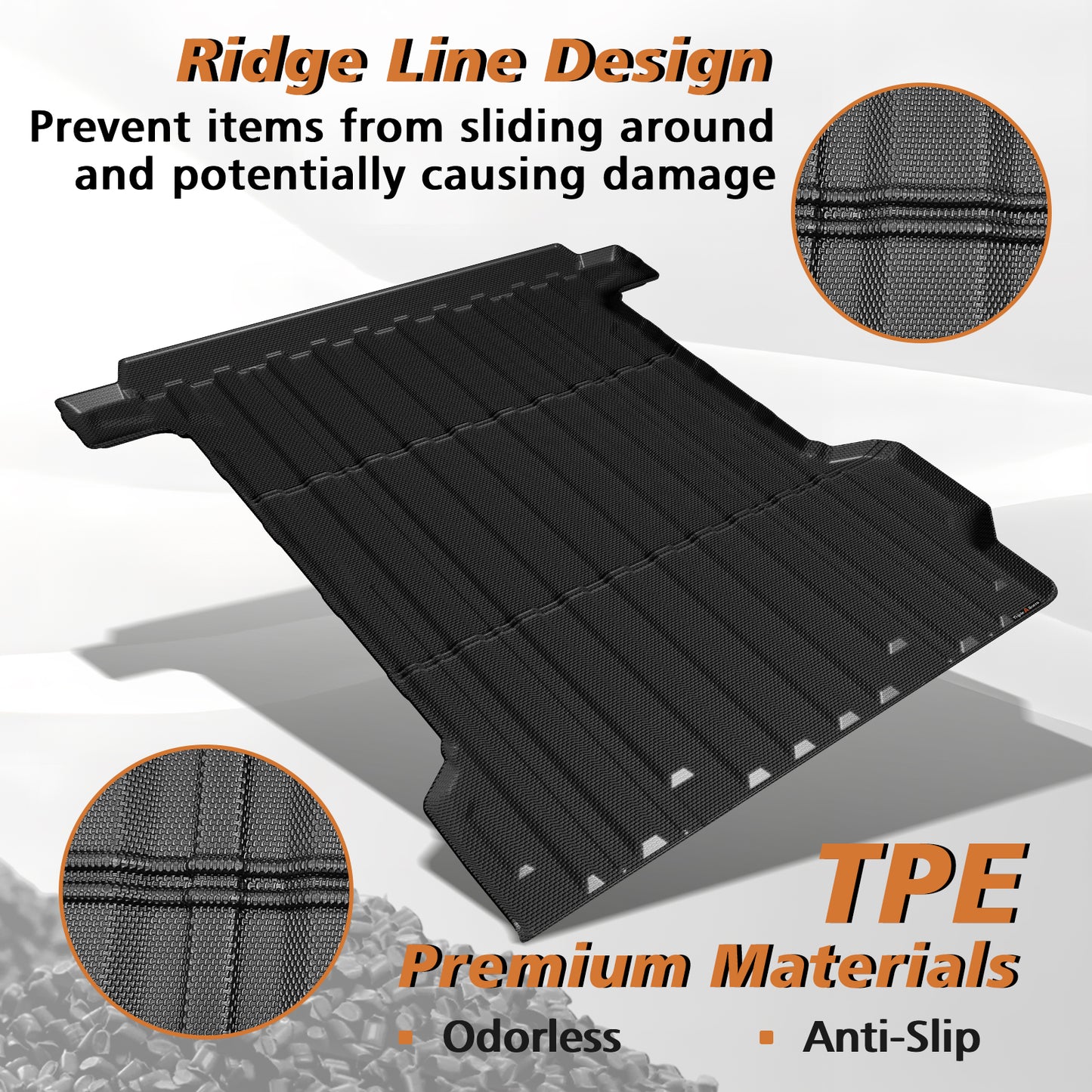 TripleAliners Truck Bed Mat Compatible with 2024 2025 Chevrolet Silverado EV RST/GMC Sierra EV Denali Accessories Vehicle Perfectly Flush All Weather Protection TPE Pickup Cargo Mat(5.9FT/70.6 inches)
