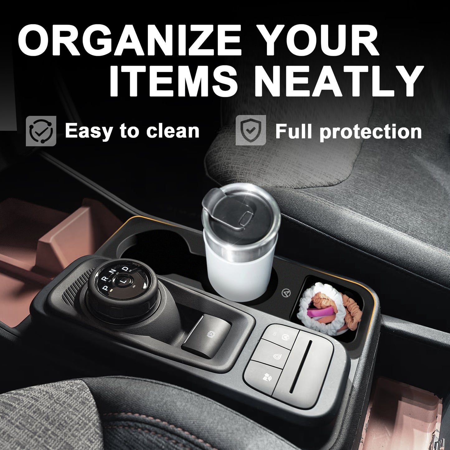 Center Console Cup Holder Inserts Compatible with 2022-2025 Ford Maverick Accessories Middle Console Drink Holder Silicone Black Organizer Non-Slip Drink Stopper
