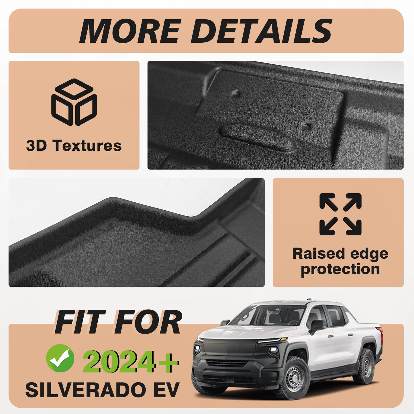 TripleAliners Frunk Mat Compatible with 2024-2025 Chevrolet Silverado EV Accessories All Weather TPE Frunk Mats Frunk Liner 3D Custom Fit (Frunk Mat)