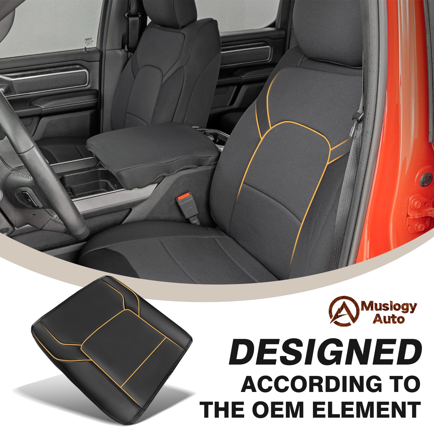 Center Console Armrest Cover Compatible with Dodge Ram1500 2500 3500 2019-2025 Comfort Armrest Pad Arm Rest Cushion Vegan Leather Protector Regular Thick(Bucket Seat ONLY, NO Limited)