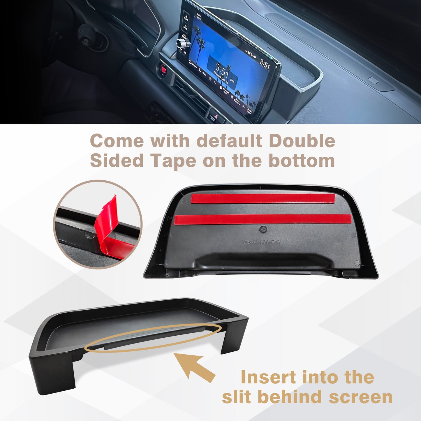 for 2024 2023 Pilot Dash Storage Tray Insert Behind Screen Box Center Console Organizer Interior Accessories