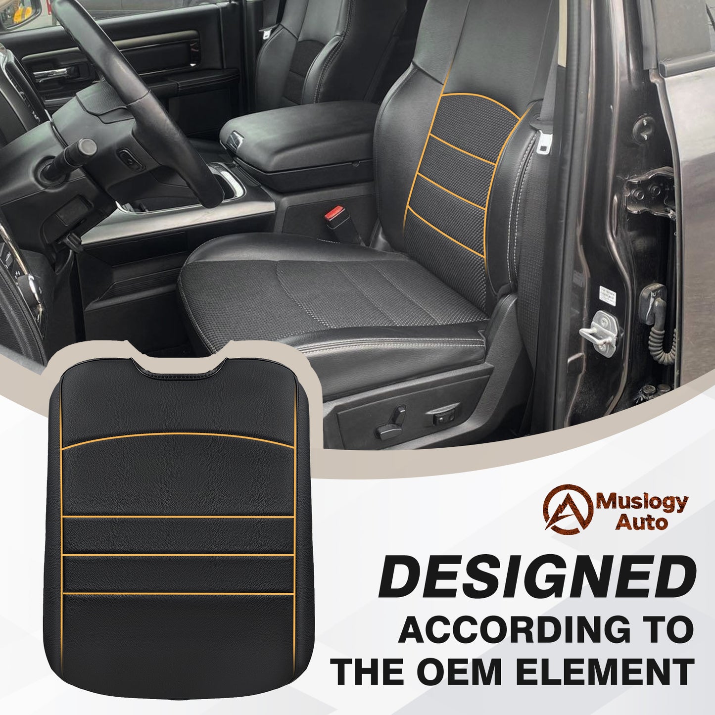 Center Console Armrest Cover Compatible with Dodge Ram1500/2500/3500 2013-2018 Comfort Armrest Pad Arm Rest Cushion Vegan Leather Protector Regular Thick(Bucket Seat ONLY)