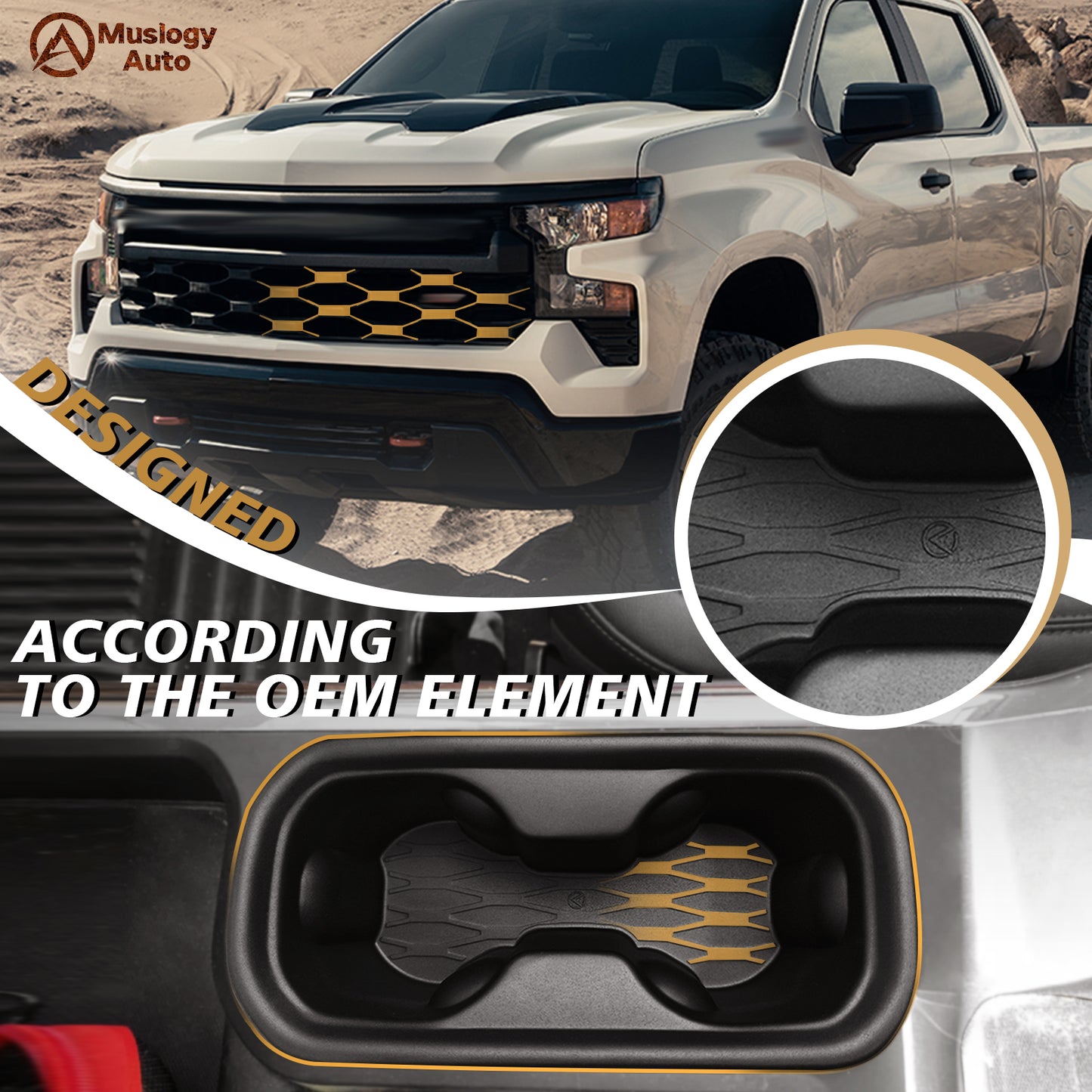 Center Console Cup Holder Inserts Compatible with 2022-2024 2025 Chevy Silverado & GMC Sierra Accessories Middle Console Drink Holder TPE Organizer Non-Slip Drink Stopper(Bucket Seat Only)