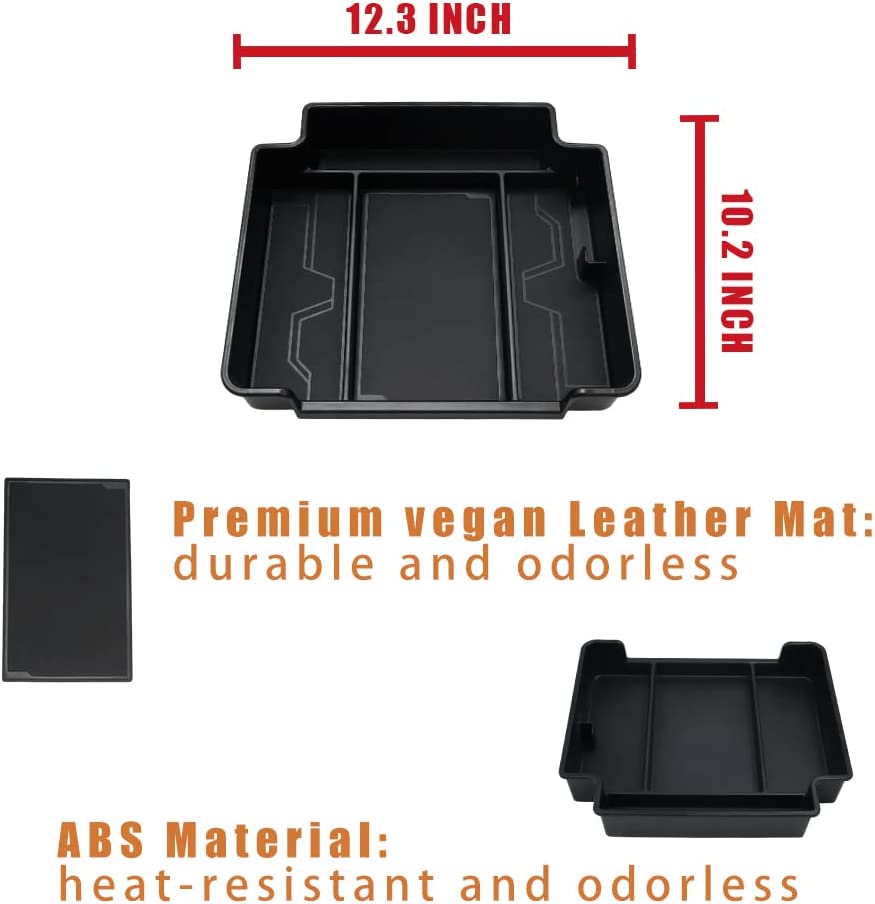 Center Console Storage Tray with Leather insert Mat for 2021-2023 GMC Yukon/Tahoe CHevy Suburban