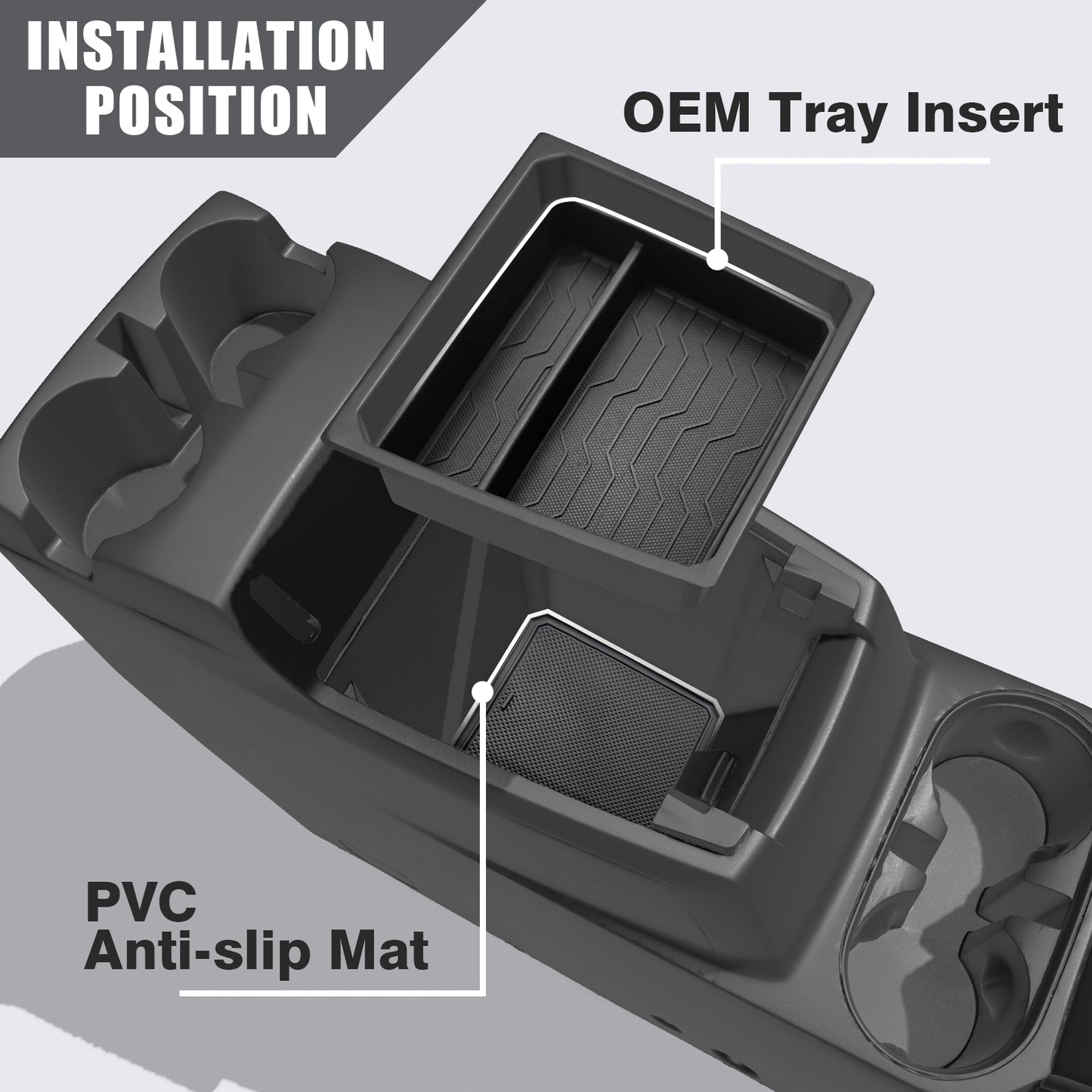 Center Console OEM Tray Insert Divider and Console Bottom Mat Set for 2023-2025 Colorado and Canyon