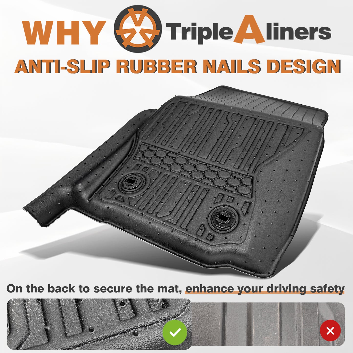 TripleAliners Floor Mats All Weather Liners Compatible with 2024 2025 Toyota Tacoma Accessories Double Cab Front & Rear 2-Row Custom Fit TPE Floor Liners, Manual Trans- NO For Hybrid|Auto (Floor Mats)